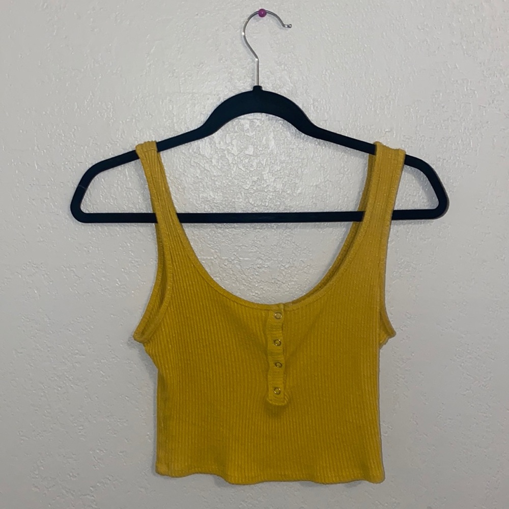 Yellow Crop Top with Snap Buttons